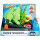 Hot Wheels City Global Nemesis TV, Dinosaurio Triceratops y lanzador de coches de juguete