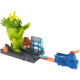 Hot Wheels City Global Nemesis TV, Dinosaurio Triceratops y lanzador de coches de juguete