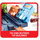 Hot Wheels City Global Nemesis TV, Dinosaurio Triceratops y lanzador de coches de juguete