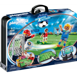 PLAYMOBIL Sports & Action Campo de Fútbol Maletín, con Soporte para Smartphone, a Partir de 5 Años