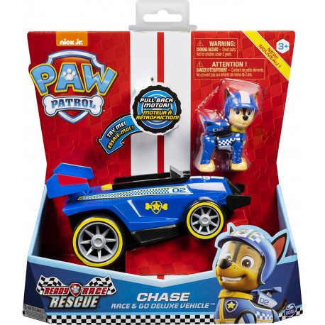 PAW Patrol Vehículo de Lujo Listo para Carrera, Rescate Chase Race and Go con Sonidos